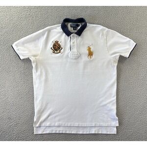 Vintage Polo Ralph Lauren Rugby Shirt Mens‎ Large Crested Embroidered Patch